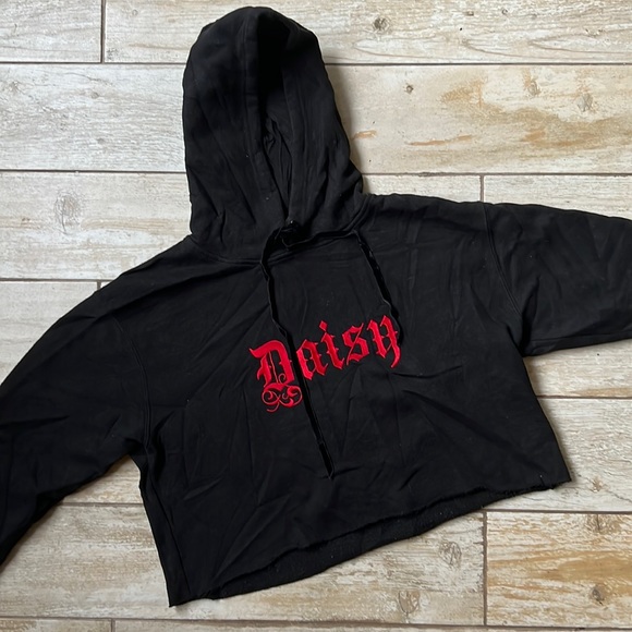 DAIAY DAISY TV limited edition black cropped gothic hoodie XS - Picture 1 of 3